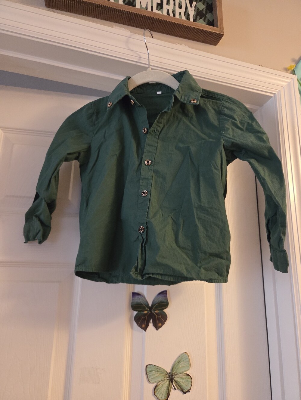 Long sleeve 4t toddler green button up shirt
